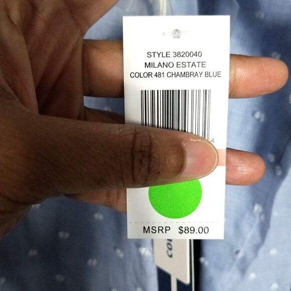 Court & Rowe Blue Swiss Dot Crochet Lace Collar Blouse - Picture 9 of 9